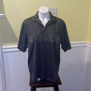 Walter Hagen mens large short sleeve polo shirt. Gray with green accents.